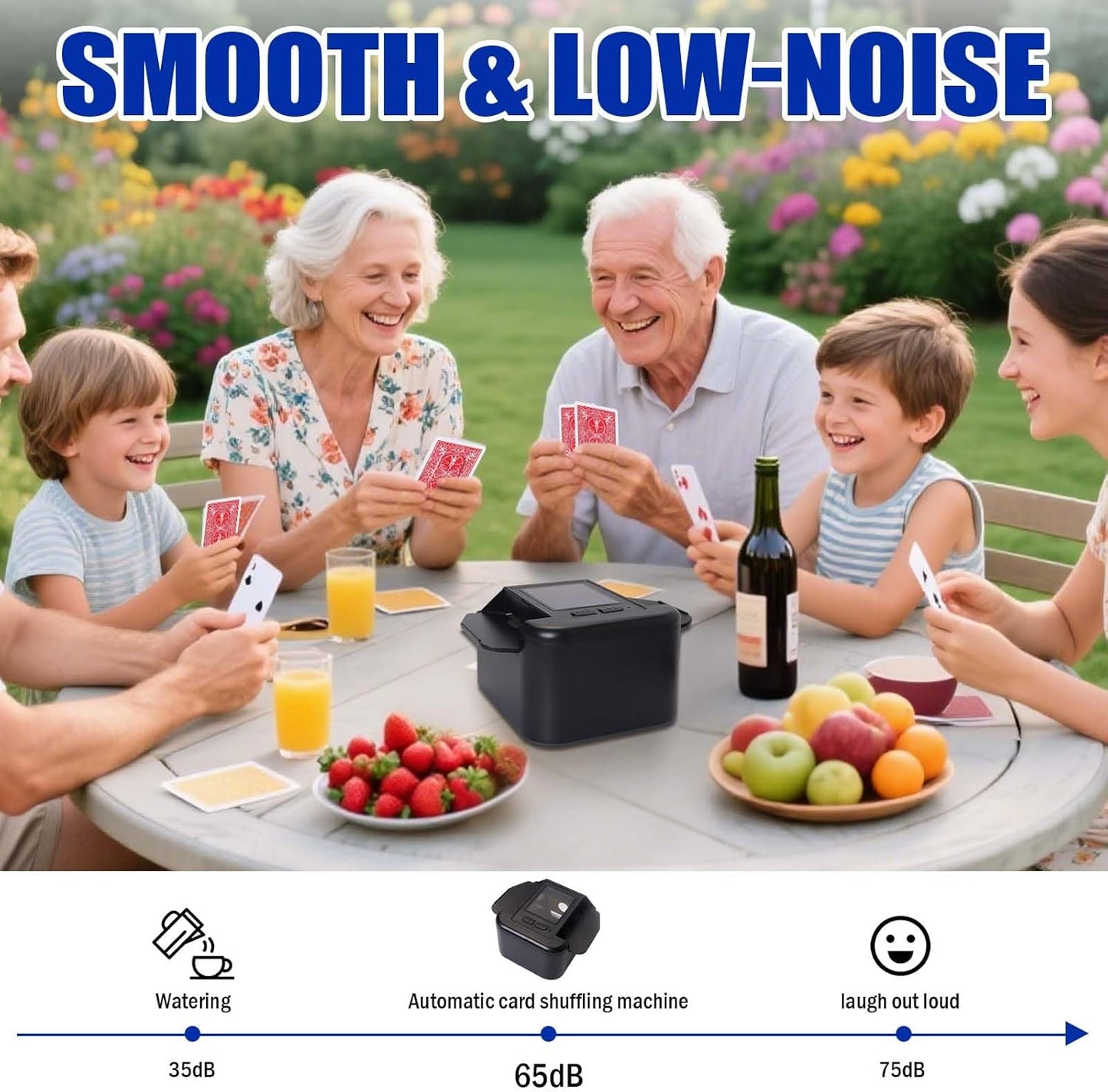 Automatic Card Shuffler 1-2 Decks with Auto & Manual Mode, Rechargeable Built-in 2000mAh Battery, Electric Playing Cards Shuffling Machine for Game Card Size Up to 2.5 x 3.6”(Black)