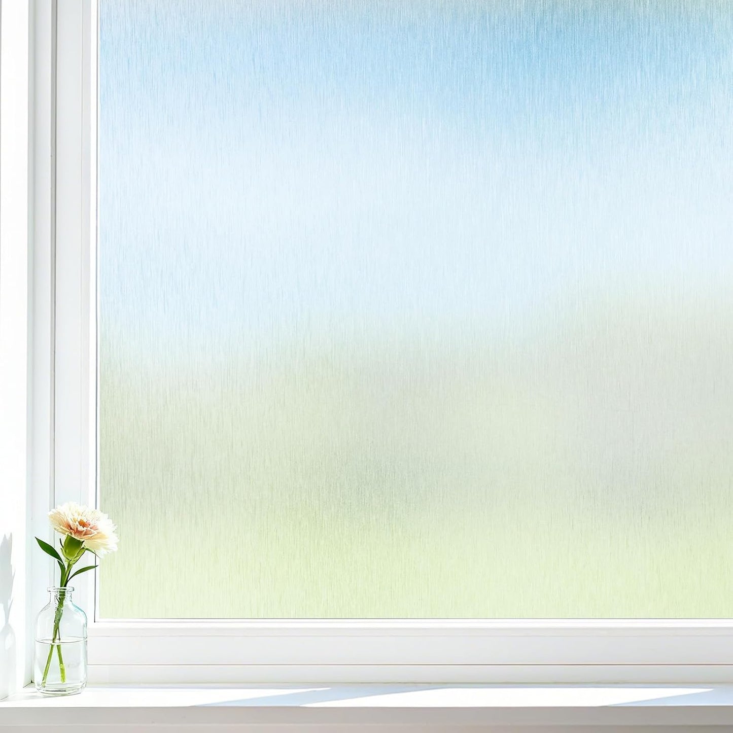 Borsky Frosted Glass Window Film - Static Cling, 96% UV Blocking Non-Adhesive Privacy Window Film, Removable Window Cling with Day & Night Privacy for Bathroom Home Office, 35.4 x 78.7 Inches, Pure