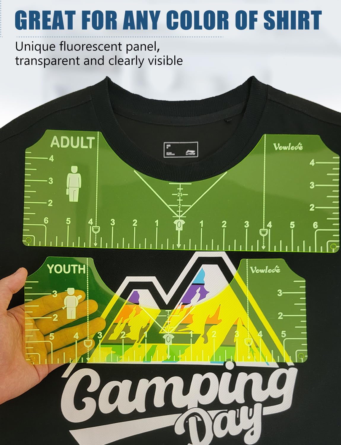 Vowlove Tshirt Ruler Guide for Vinyl Alignment - T Shirt Rulers to Center Designs Graphics Placement, Tee Shirt Measurement Ruler Heat Press Accessories Tool Sublimation Blanks HTV Heat Transfer Vinyl