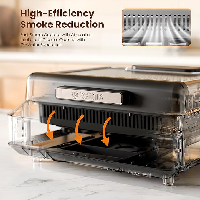 Kismile 2-in-1 Griddle and Indoor Grill,Electric Smokeless Grill with Temperature Control,Removable Plate,Portable Smoke-Free Griddle for Indoor Steaks,Vegetables,Family Cooking