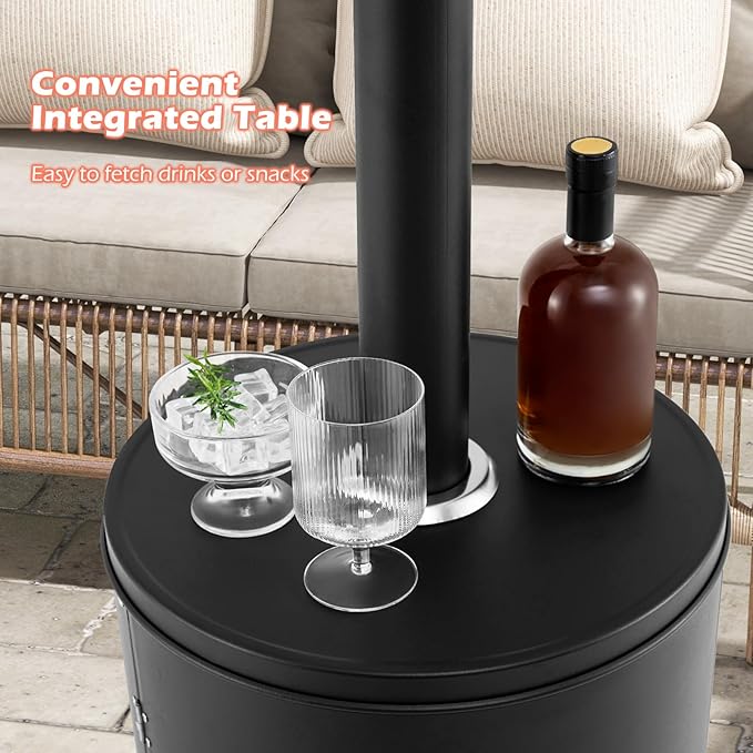 Tangkula 50,000 BTU Propane Outdoor Heater, Patio Heater with Strengthened Stainless Steel Burner, Tip-Over, Flame-Out Protection and Wheels, Outdoor Heaters for Patio (Black)