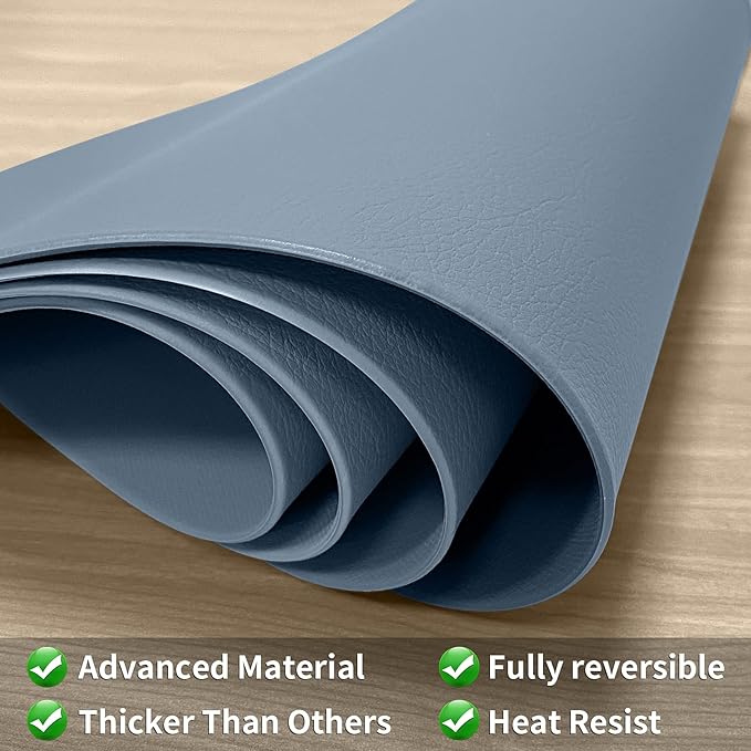 Herda Placemats Set of 6 for Dining Table Mats Faux Leather Placemats Wipeable Washable Placemats for Round Table Mats for Kitchen Dining Patio Heat Resist Easy to Clean Blue