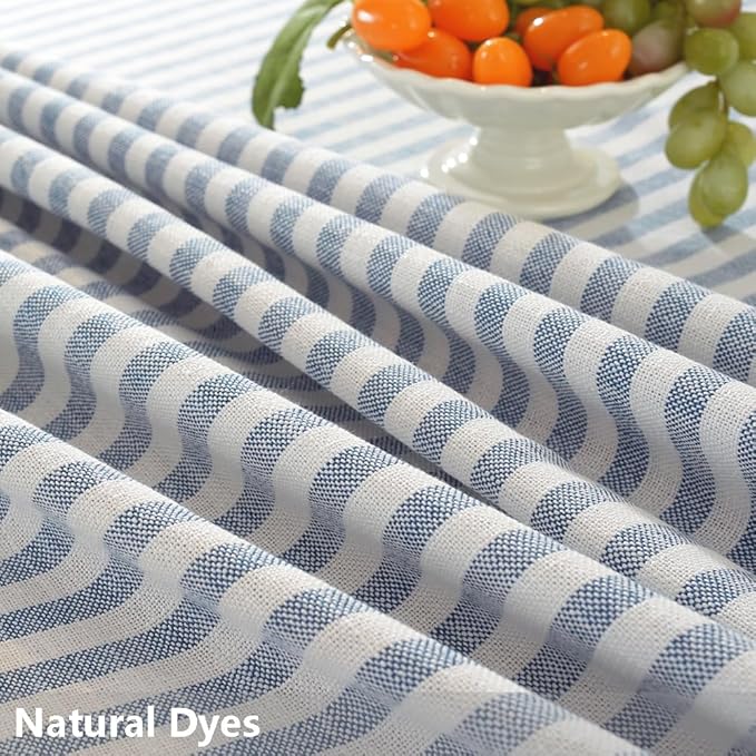 TruDelve 70 Inch Round Tablecloth Blue and White Striped Cloth Tablecloths Circle Fabric Outdoor Tablecloths for Round Tables (Blue,70",Round)