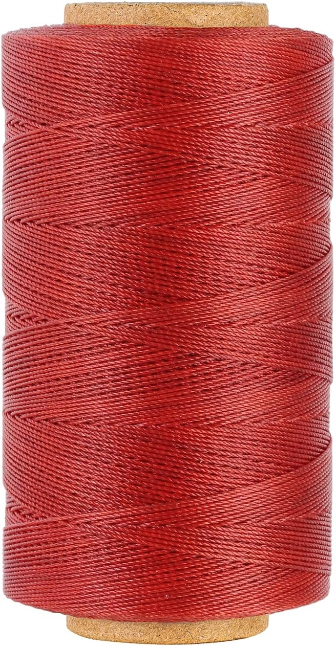 Sturdy Bonded Waxed Polyester Thread, 0.55mm, 437 Yards Wax String Cord - Rust Red for Leather, Hand Sewing, Stitching, Bookbinding, Beading, Bracelets and Macrame Jewelry Making