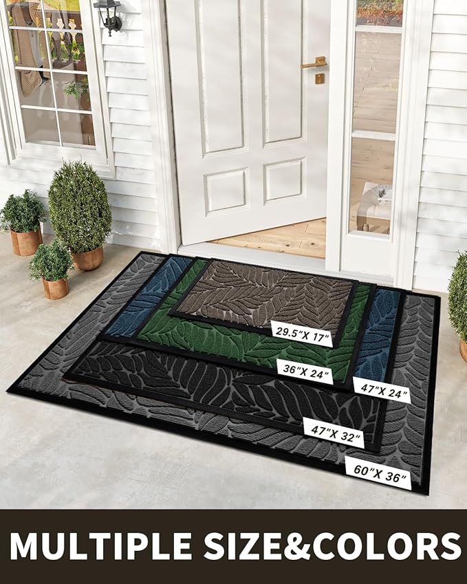 Yimobra 36x24 Large Door Mat Outdoor Indoor, All-Season Waterproof Door Mat Outside Entrance, All-Weather Non-Slip Outside Doormat for Garage Patio Entryway, Brown