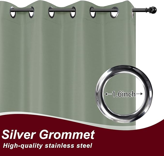 HolidayIdeas Grommet Outdoor Curtains for Patio Waterproof 8 Pcs All Weather Balcony Outside Curtains for Apartments, Gazebo, Pergolas, Porch, 54x120 Inch, Sage Green