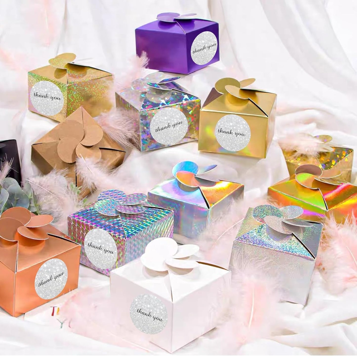 2" Circle Holographic Thermal Label Stickers, Round Printable Rainbow Glitter Thermal Printer Sticker Labels for Gift Wrapping, Self-Adhesive Name Price Tag DIY Custom Logo Design-Shiny Silver