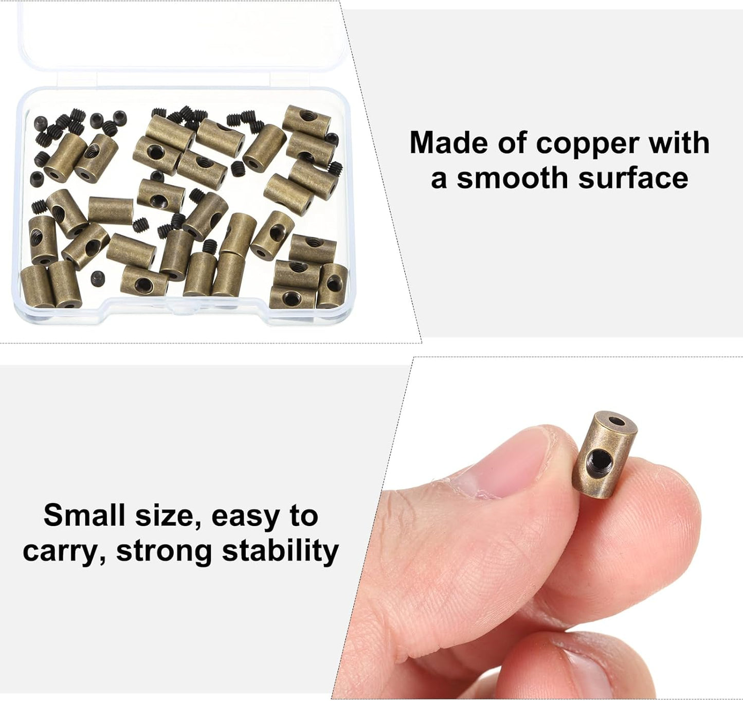 MECCANIXITY 30 Pcs Metal Locking Pin Backs, Locking Pin Keepers Locking Clasp 9mm(H) with 4 Wrench Replacement in Storage Case for Badge, Brooch, Copper Tone