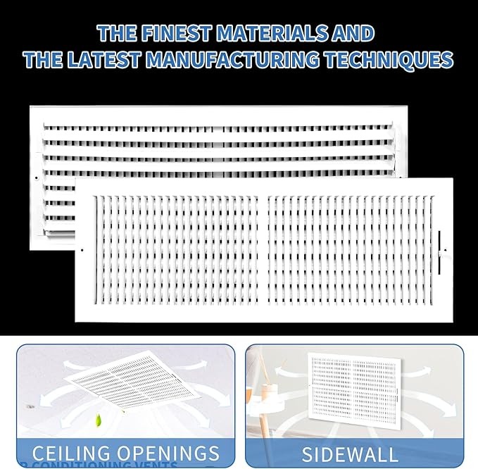 24x8 Vent Register [Duct Opening], Vent Covers for Home Ceiling, Two-Way Ventilation Register, Adjustable Solid Steel Wall Register Vent Cover (24"W x8"H [Duct Opening])