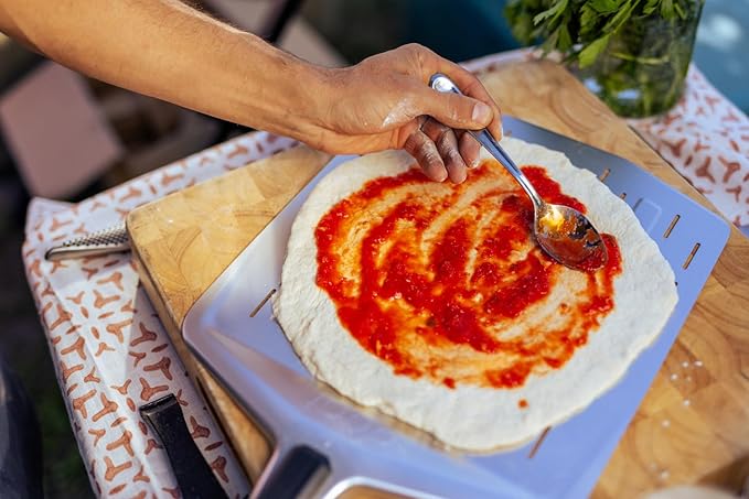 ooni 12” Perforated Pizza Peel – Aluminum Metal Pizza Peel 12 Inch, Pizza Spatula Paddle, Lightweight Pizza Turning Peel with Long Handle, Pizza Oven Accessories, Pizza Tools, Rectangle Pizza Turner