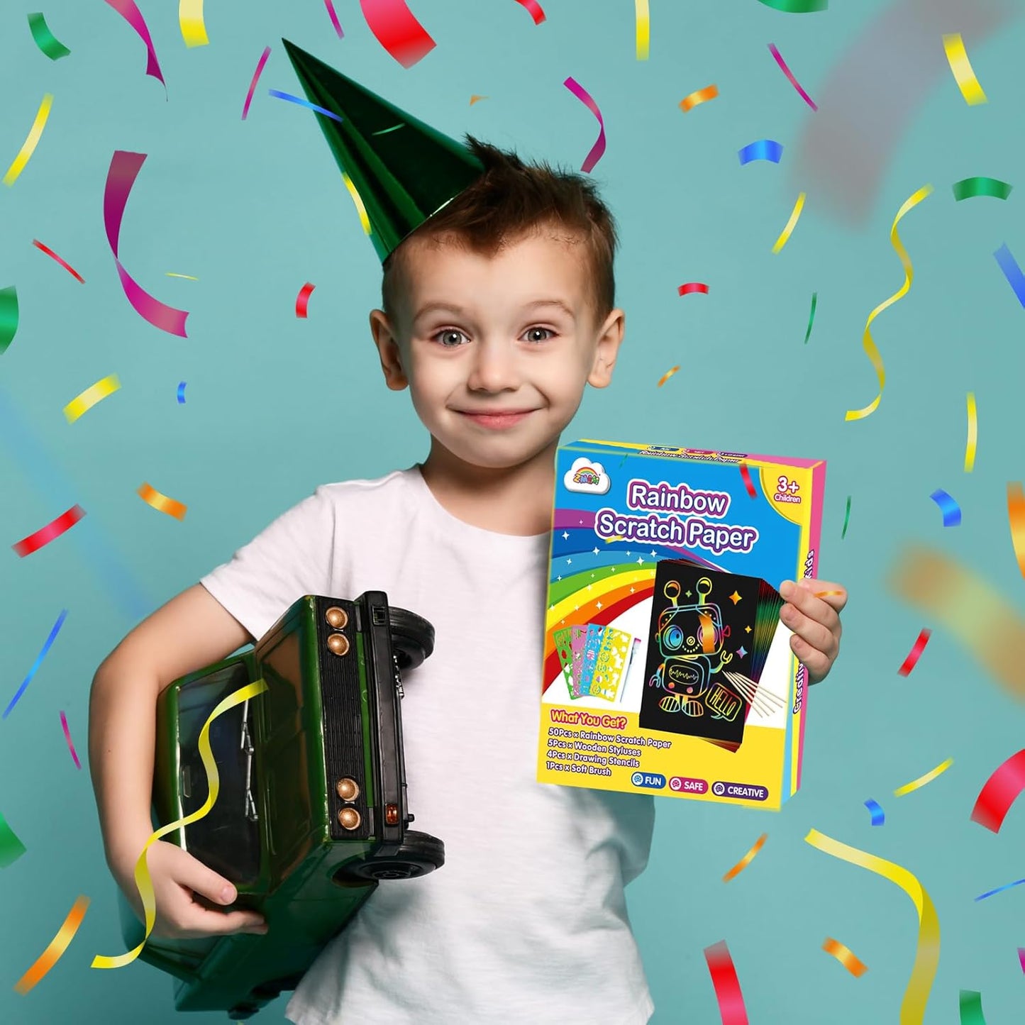 ZMLM Scratch Art Crafts Boys Gifts, 60 Rainbow Scratch Paper Art Gifts for 3 4 5 6 7 8 9 10 Years Old Girls and Boys Kids, Arts and Crafts for Kids 4-6 Birthday Toys and Games Activities Gift (Blue)