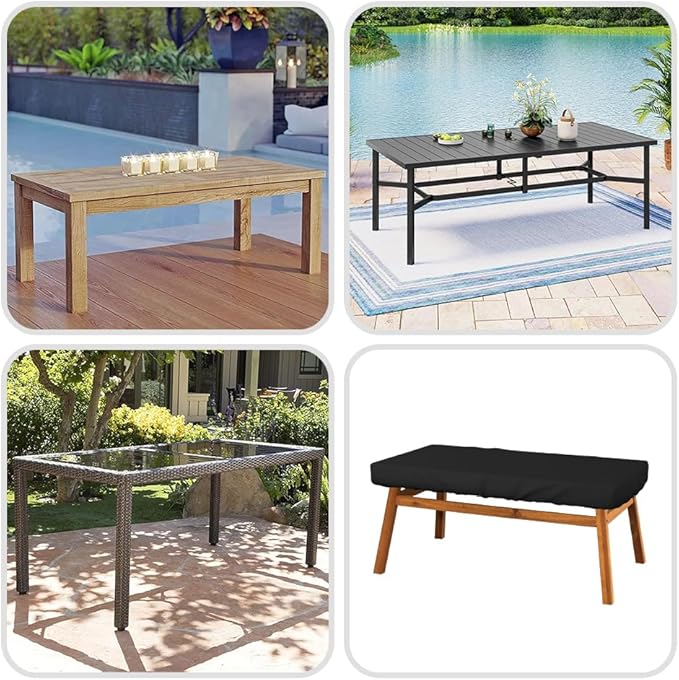 Covers & All Rectangle Table Top Cover, 12 Oz Waterproof UV & Weather Resistant Patio Table Cover, Outdoor Table Cover for Patio Furniture (90" L x 40" W x 5" H, Black)