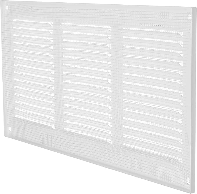 Repa Market 12x6 Inch Air Vent Cover/White Galvanized Steel Louvered Grill Cover with Mesh Screen/Wall or Ceiling Vent/Durable Flush Mount HVAC Register for Indoor and Outdoor Ventilation