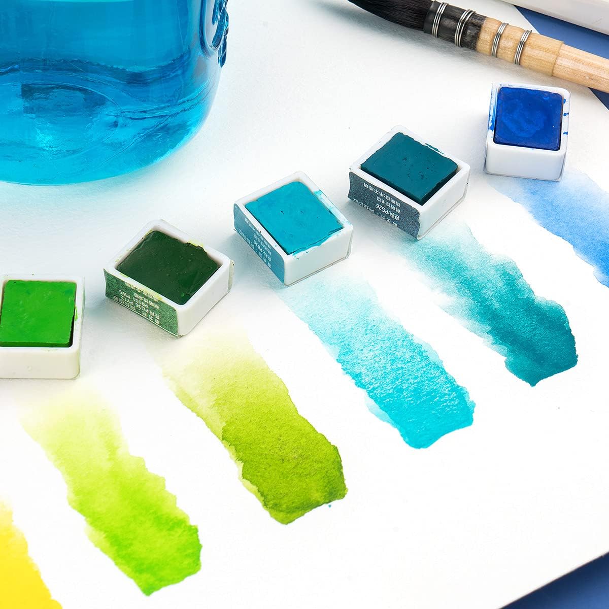 Paul Rubens Artist Grade Watercolor Paint, 48 Colors Solid Cakes with Portable Metal Box for Artists, Beginners, Hobbyists, Students