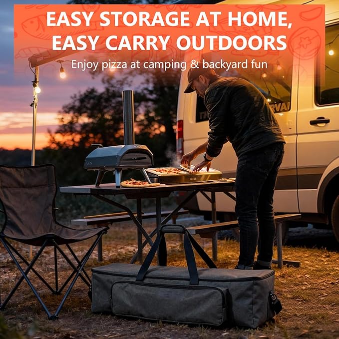 Pizza Oven Carry Bag Compatible with Ooni Karu 12 & Karu 2, Ooni Pizza Oven Accessories, Outdoor Portable Carrying oven Cover with Chimney Pockets, Water Resistant & Heavy-Duty, Camping Gift, Bag Only