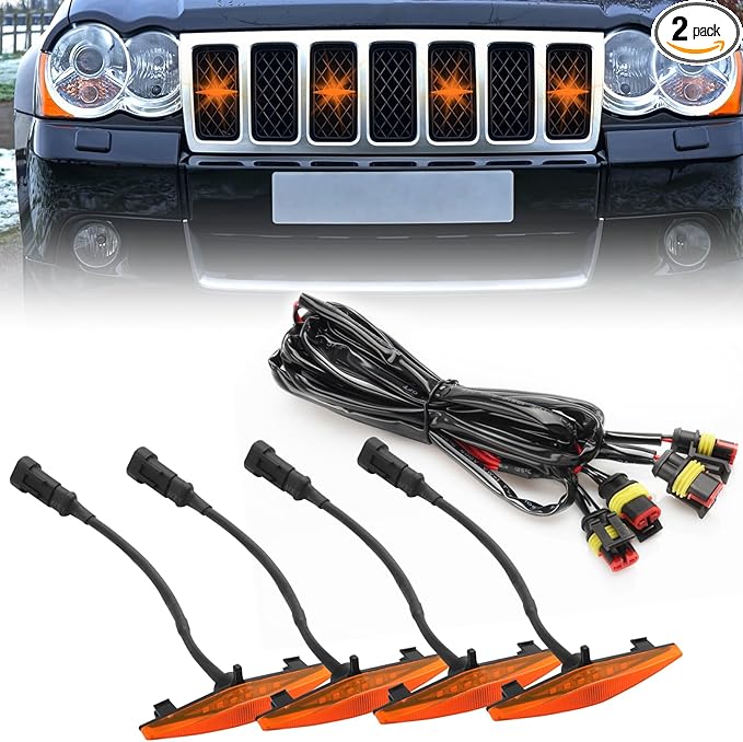 4 PCS Grill Led Lights, Amber Raptoor Grille Lights Plug Play Car Accessories for Toyota 4Runner 2014-2024 TRD Pro Grille and 2014-2019 SR5, Premium, Limited, TRD Off-Road (Amber)