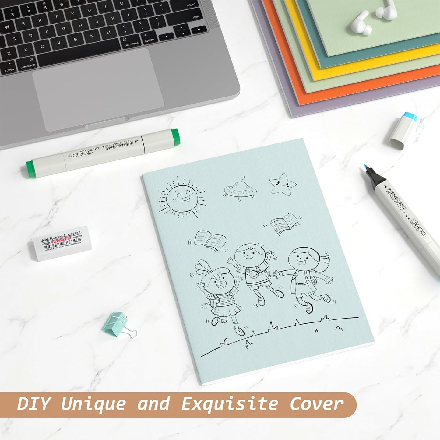 Oucaru Journaling Notebooks A5 Notebook college Blank Sketch Book 16 Pack Small Kraft Notebooks Bulk 8.3x5.5 Inches, 16 Colors Drawing Notebook Soft Cover Steno Pads School Supplies