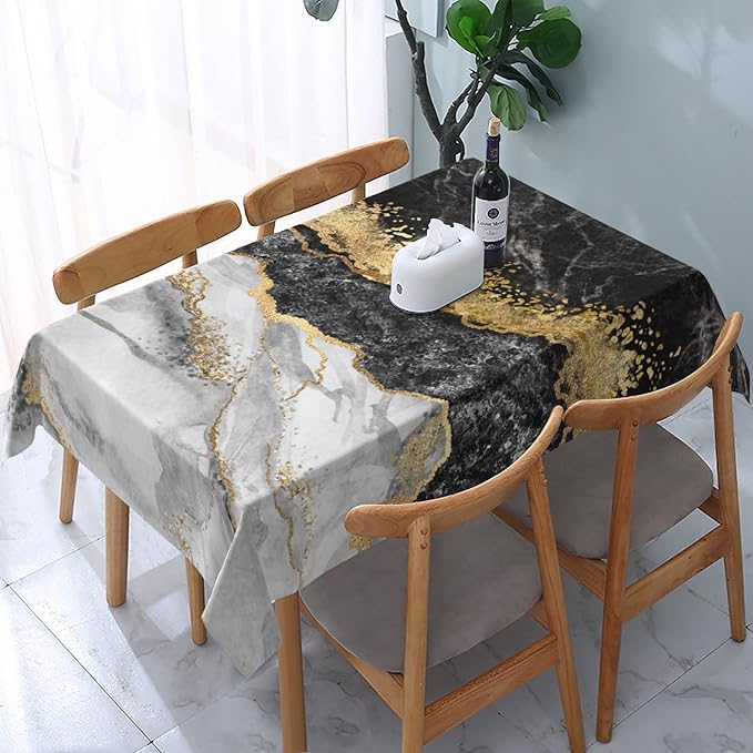 Worltoldb Marble Print Tablecloths Polyester Table Cloth for Kitchen Dinning Table Modern Washable Table Cover for Parties Wedding Picnic