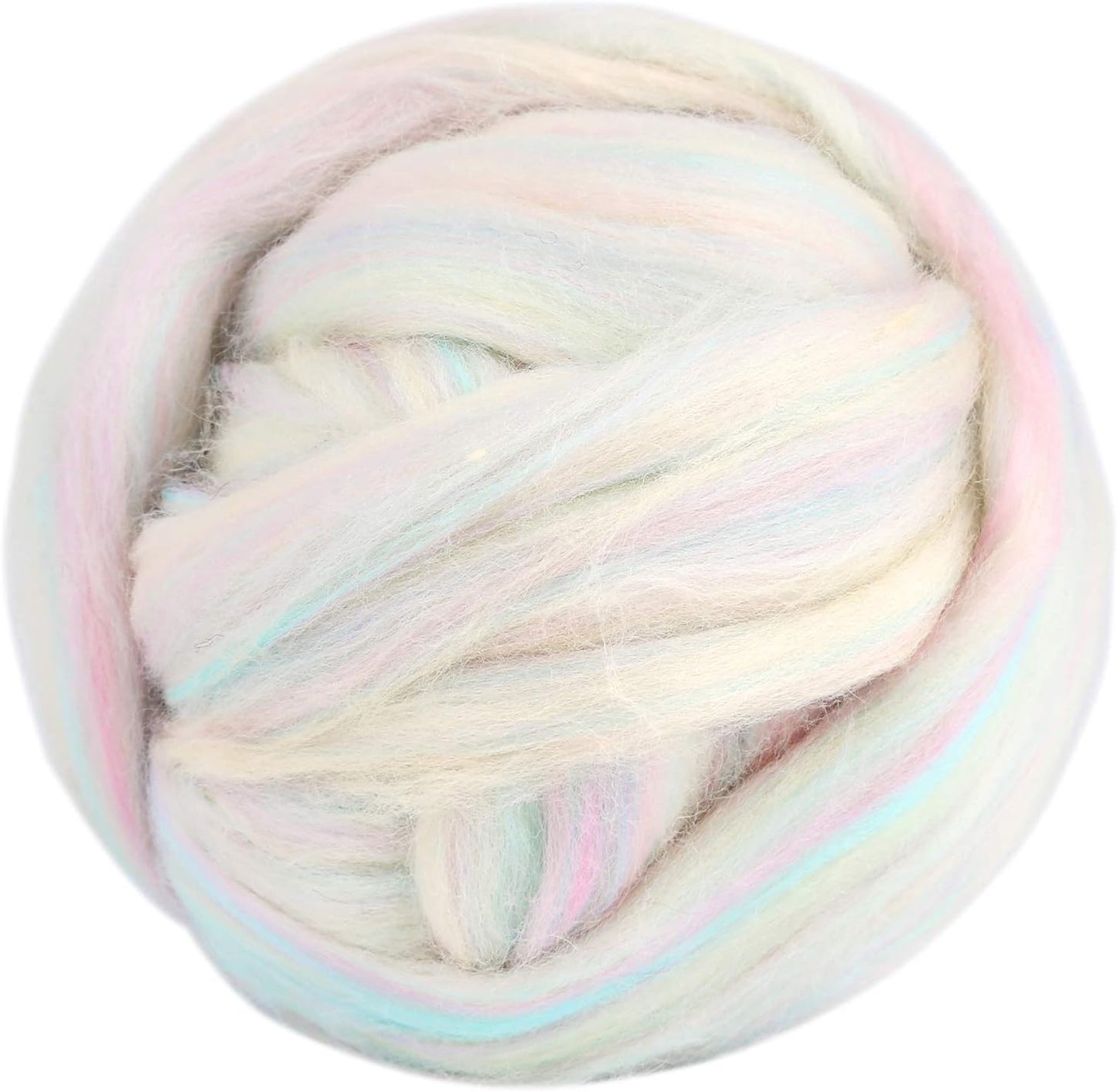 3.53oz Wool Roving Yarn, Fiber Roving Wool Top, Needle Felting Supplies, Pure Wools, Chunky Yarn, Spinning Wools for Needle Felting Wet DIY Hand Spinning (Multicolor)