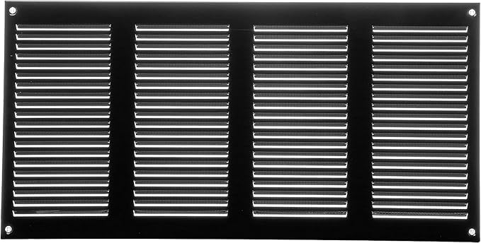 Repa Market 5-Pack Air Vent Cover 16x8 Inch (Outer Dimensions) Black Galvanized Steel Louvered Grill Cover with Mesh Screen/Wall or Ceiling Vent/HVAC Register for Indoor and Outdoor Ventilation