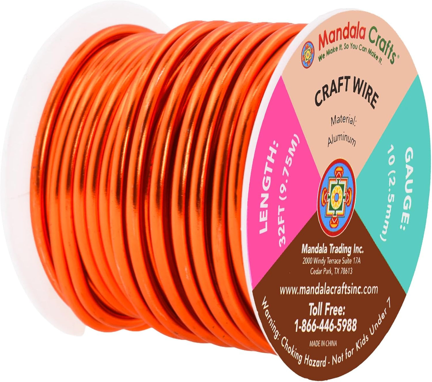 Mandala Crafts 10 Gauge Anodized Aluminum Craft Wire for Jewelry Making - 32 FT Colored Flexible Burnt Orange Wire - Bendable for Bonsai Armature Crafting Sculpting
