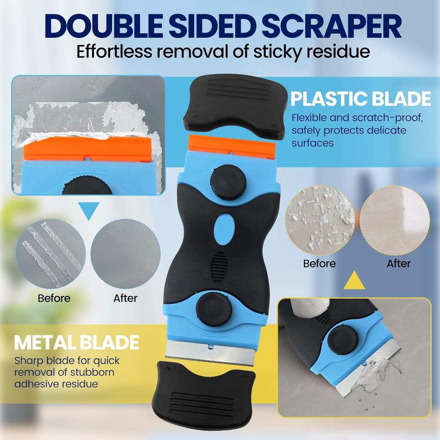 Powerful Adhesive Remover Spray - Safely and Easily Remove Glue Sticker Labels Decals Tape Residue from Car, Glass, Tile - Safe Non-Damaging Multi-Surface Formula with Scraper & Towel - 5oz/150ml