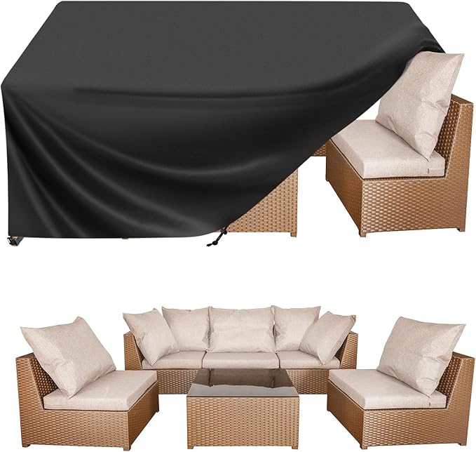 BALEINE Patio Furniture Covers, Outdoor Furniture Covers Waterproof, Heavy Duty Oxford Patio Table Cover for Outdoor Table, Chair, Sofa, Desk (Black 86"L×44"W×28"H)