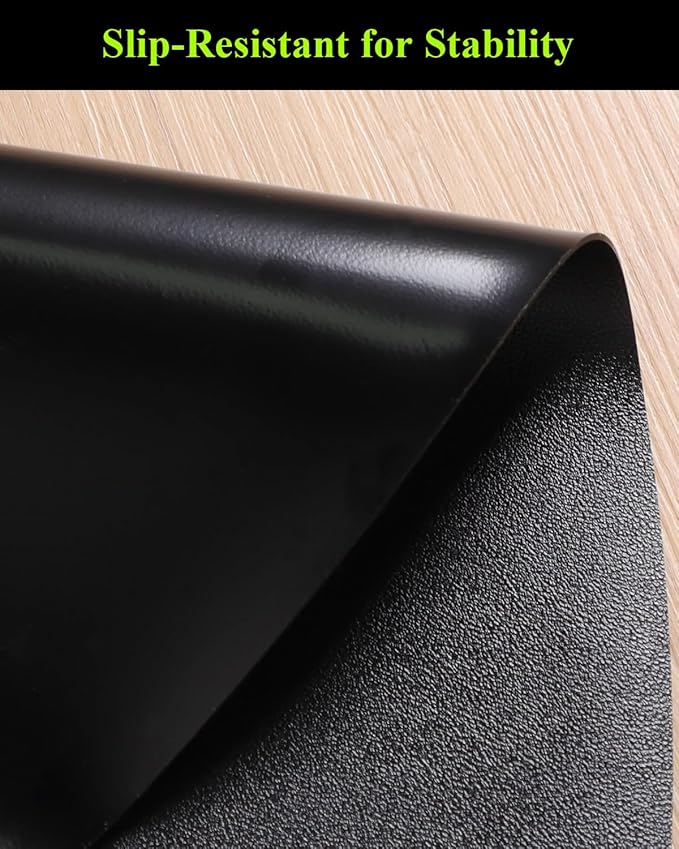Black Plastic Table Cover Protector, 48" Round Waterproof Easy Flat PVC Desk Pad Mat, 1.5mm Thick Vinyl Table Top Protector for Dining Room Table, Office, Dresser