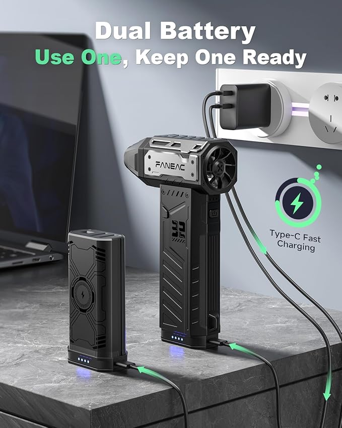 X305 Compressed Air Duster - 2 Removeable Battery Pack, 3-Speed Adjustable & 4 Nozzles, Ultra-Powerful 32mm BLDC, for Keyboard, Computer, House Cleaning