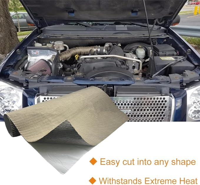 Titanium Thermal Barrier Adhesive Backed Heat Blanket Heat Shield Mat 12'' X 47'' for wall behind grill, fireplace kitchen cabinet 2500 Degrees Fire Pit Mat Fireproof Grill Pad