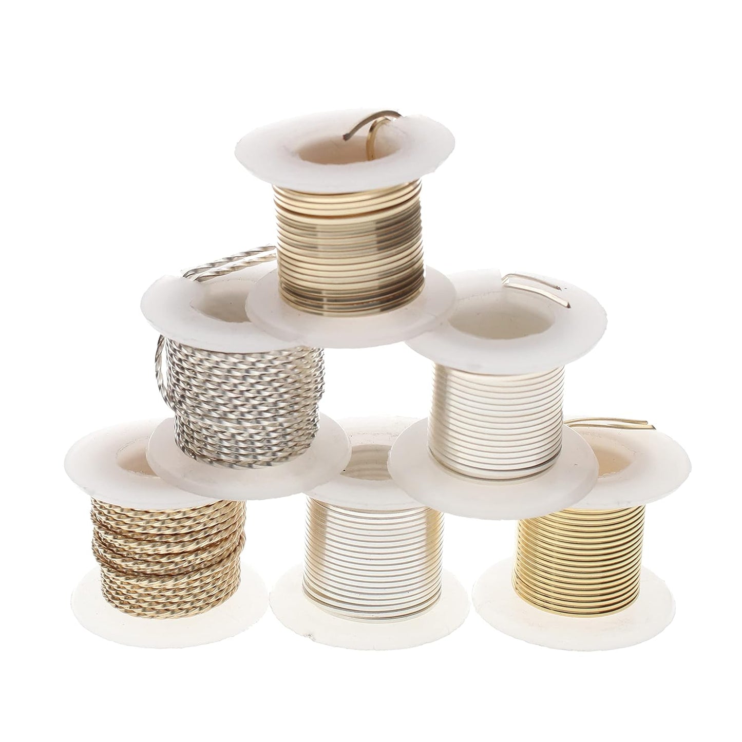 The Beadsmith Craft Wire Assortment - Tarnish-Resistant Copper Wire for Jewelry Making, 21 Gauge, 6-Pack, 0.75-Inch Mini Spools, 2 Yd Each, Assorted Colors & Shapes, Medium Temper