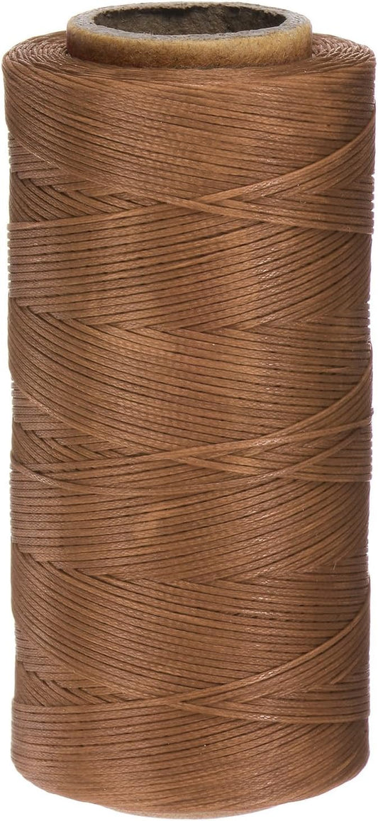 uxcell Leather Sewing Waxed Thread, 284 Yards / 260m 0.8mm 150D Flat Polyester All-Purpose Threads for Leather Crafts, Bookbinding, Light Brown