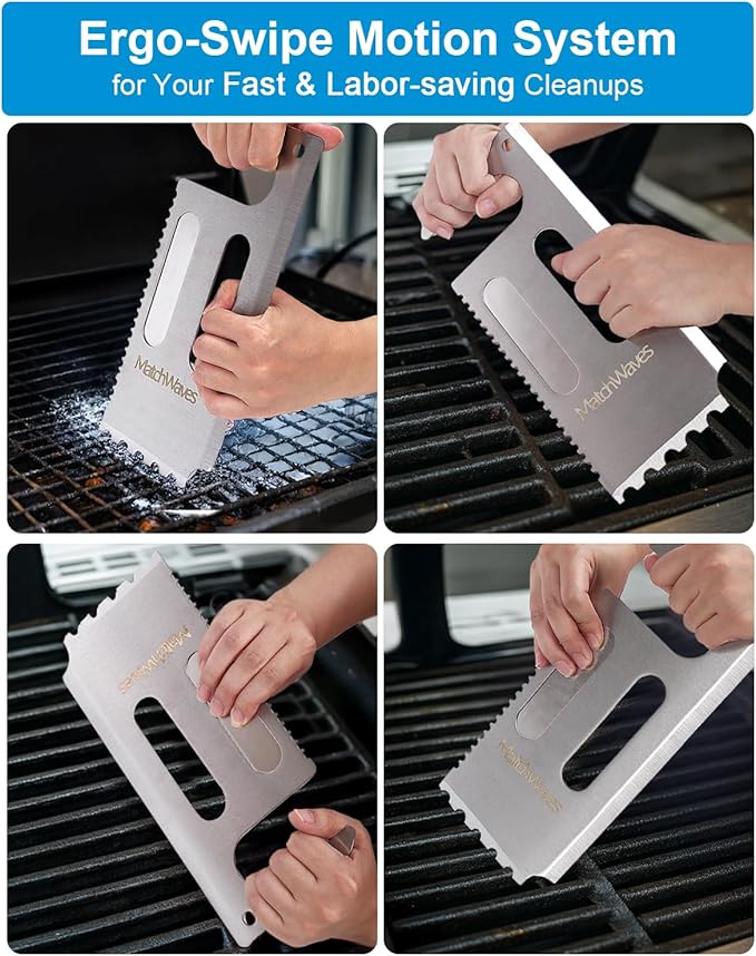 Stainless Steel Grill Scraper for Traeger Grills, Grill Grate Cleaner - Safe Bristle-Free Grill Cleaning Tool