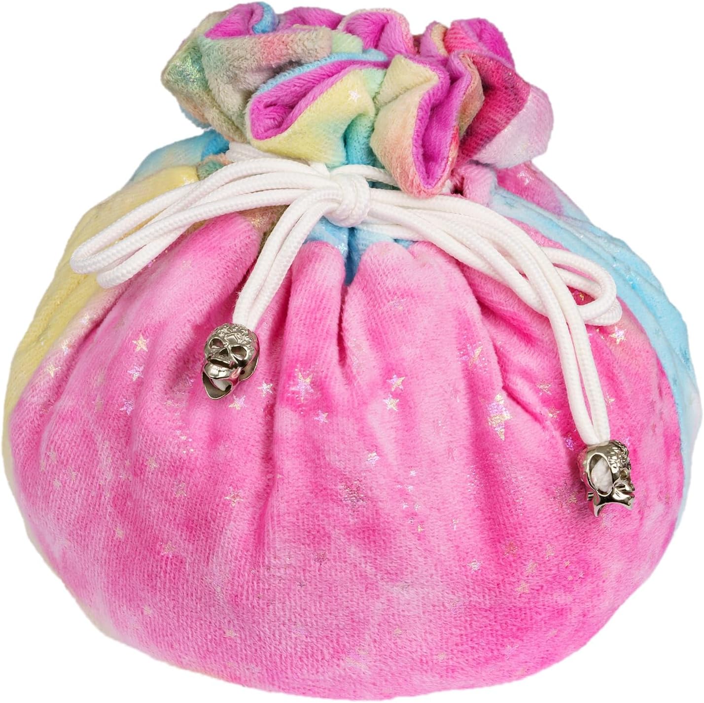 Large Dice Bags with Pockets Rainbow Storage Bags Star Pattern for DND RPG Games (with 1lb Random DND Dice)