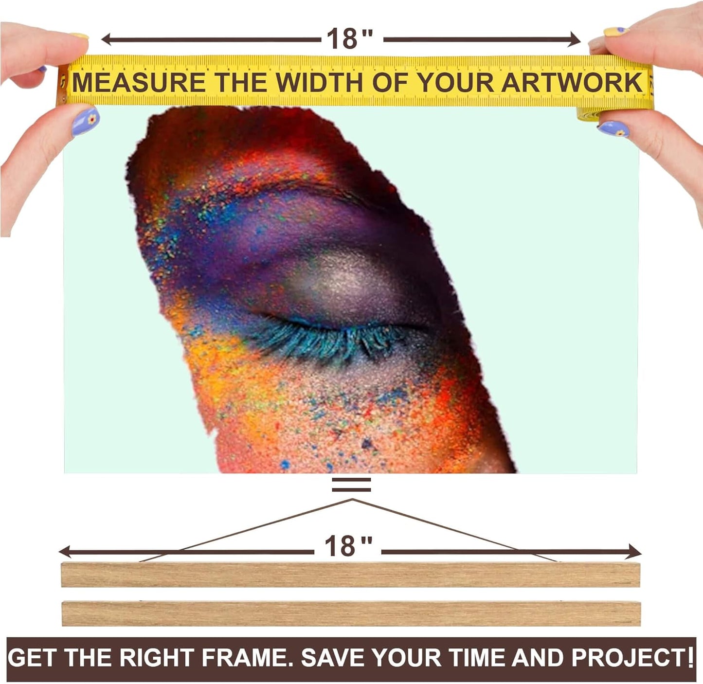 DACRI HOME Magnetic Poster Hanger Frame, Magnetic Poster Frame with Sturdy Teak Wood, Strong Magnets for Hanging Pictures, Maps, Scroll Wall Art, 18x18 18x24 18x27 (18 Inch, Natural Wood)