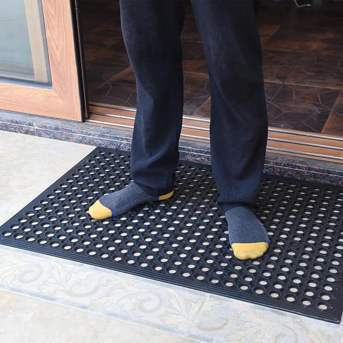 Outdoor Mat, Odorless Flexible Entrance Floor Mat, Anti-Slip Workplace Mats, Anti-Fatigue Tiles Open Work Mats, for Kitchen, Bathroom, Warehouse, Restaurant (4, 36"x24")