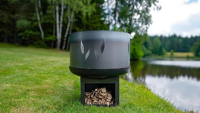 Fire Pit Spark Screen 39" – 2-Piece Heavy Duty Steel Mesh Cover with Handle – Rust Patina Finish – Outdoor Fire Bowl Spark Guard for Patio & Backyard Safety (39" Flame Guard)