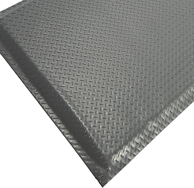 Nisorpa Anti Fatigue Mats Industrial 3' x 6' Ergonomic Standing Mat 15/16" Extra Thick Cushioned Shop Floor Mats Heavy Duty Commercial Diamond Plate - Safety Support for Leg & Back Pain, Grey