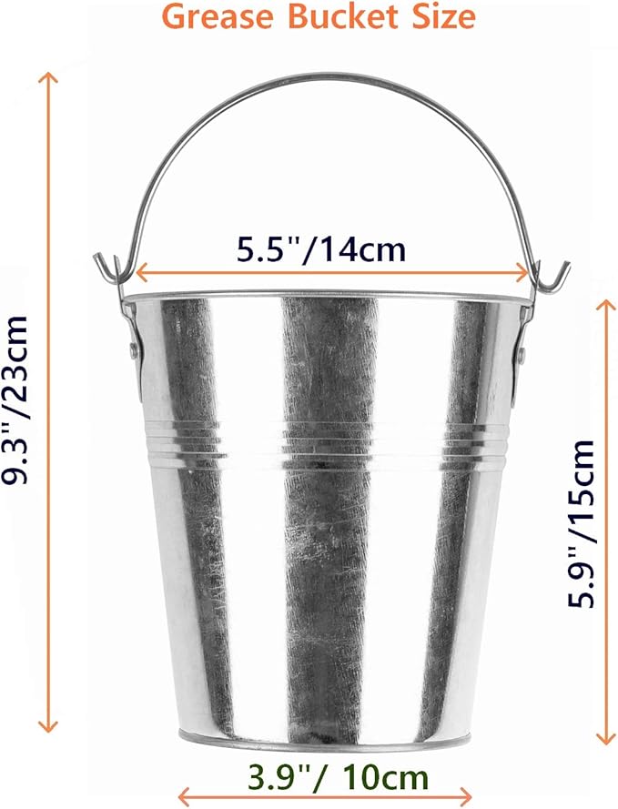 Firsgrill Grease Bucket and Liners Replacement for Traeger, Z Grill, Green Mountain Pellet Wood Smoker (1, Silver Bucket)