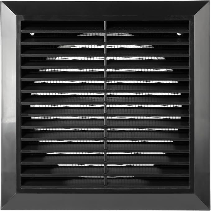 Black 6" Inch Ventilation Grille - Inside/Outside use - (Flange 5.9"Ø/Cover 8"x8") - Air Vent Louver - Exhaust Hood - Available 3 Sizes / 4 Colors.