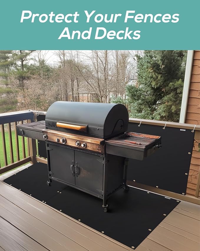 Heat Shield Behind Grill 3'x4' Heat Shield Mat for Wall, Deck Fence, Railing, Grill and Refrigerator, Heavy Duty Fireproof Cover and Screen Protect Deck Railing from Grill