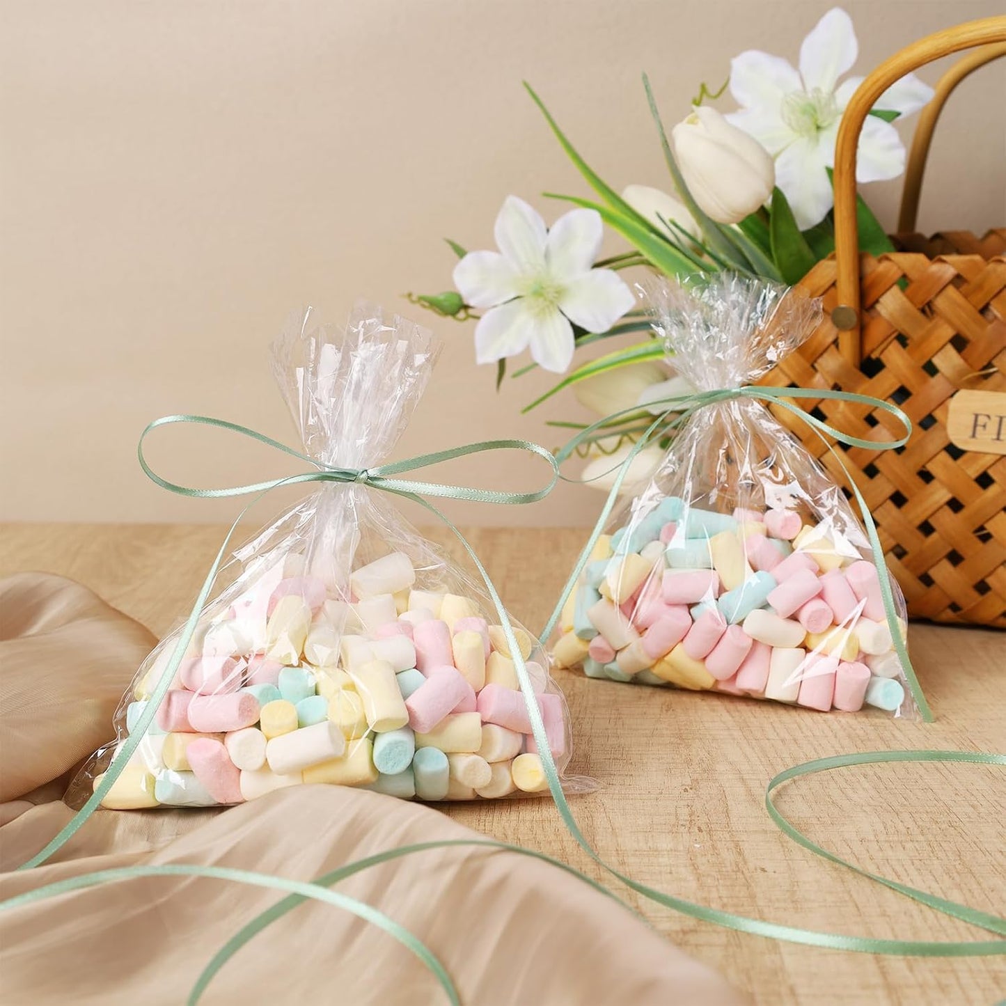 LaRibbons Sage Green Satin Ribbon 1/8 Inch 100 Yards Thin Luxury Double Faced Green Silk Ribbon for Flower Bouquet Crafts Gift Wrapping Wedding Decoration