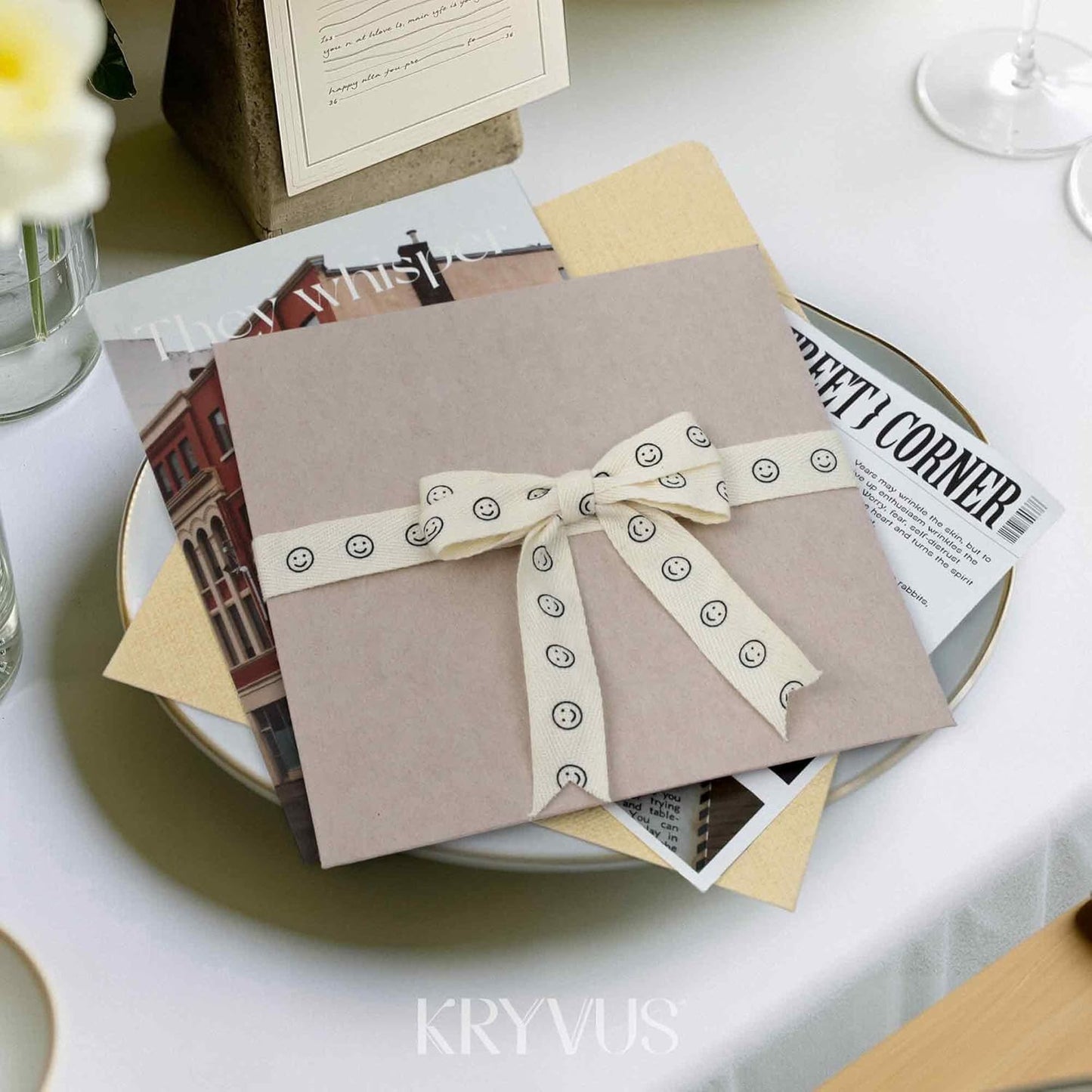 Smiley Faces Ribbon - 5/8 Inch x 12 Yards Natural Twill Tape Ribbon, Cotton Herringbone Ribbons for Gift Wrapping, Birthdays, Weddings, Christmas, Anniversaries, Valentine's Day, Mother's Day