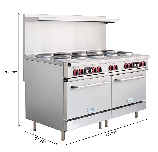KoolMore 60 in. Commercial Electric Range with 10 Burners and 2 Standard Electric Ovens in Stainless Steel - 208V 3-Phase, CSA Listed (KM-CR60-E)