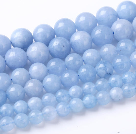 90PCS 4MM Natural Aquamarine Jade Chalcedony Round Loose Stone Beads for Jewelry DIY Energy Stone Healing Power Bracelet 15"