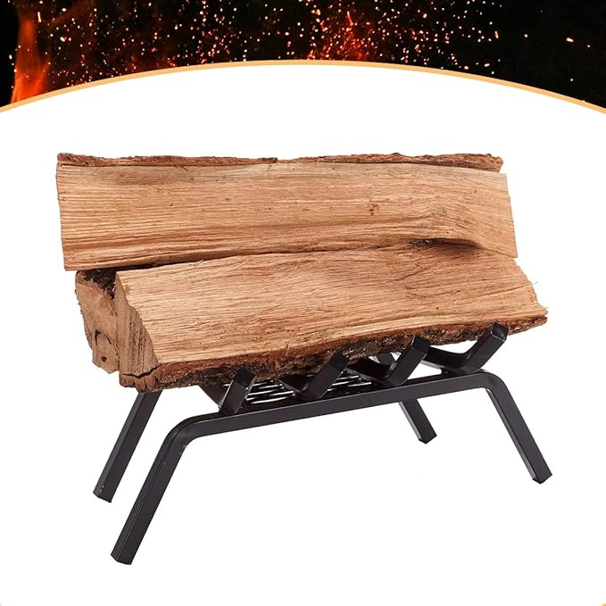 Heavy-Duty Steel Fireplace Grate with Ember Retainer (18 Inch)