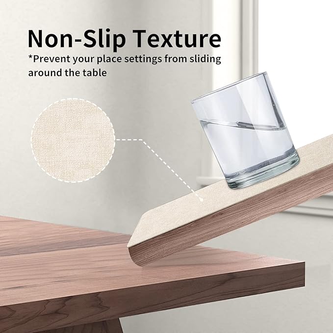Maxpearl Faux Leather Placemats Set of 4 - Waterproof - Wipe Clean - Heat Resistant - Anti Slip Dining Table Place Mats, Suitable for Indoor & Outdoor Use, 17’’×12’’, Beige