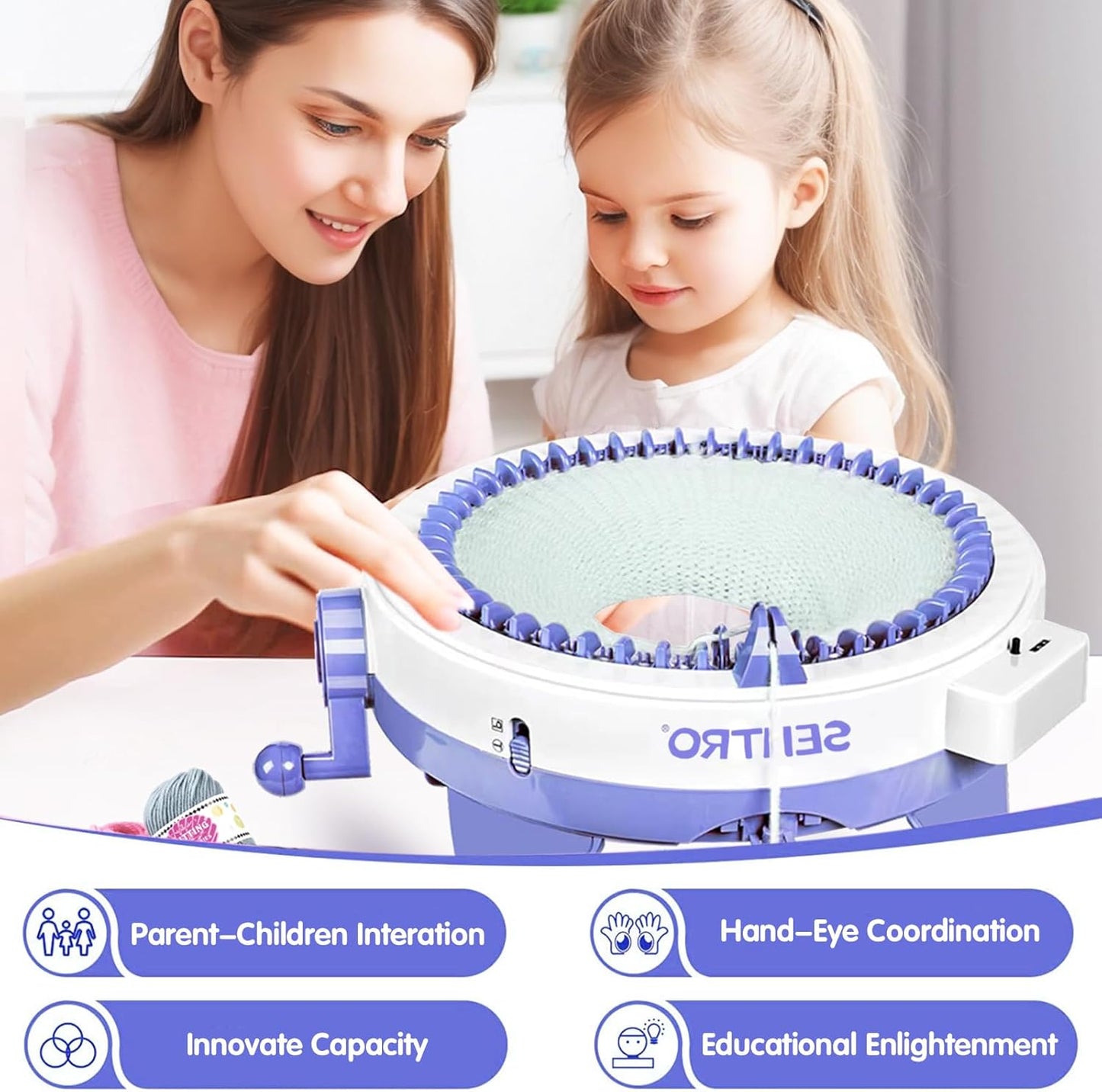 BZVV Knitting Machine for SENTRO 48 Needles Smart Knitting Crochet Machine with Row Counter for Adults and Beginners, Knitting Board Rotating Double Loom, Weaving Loom Machine Kit New Year Gifts