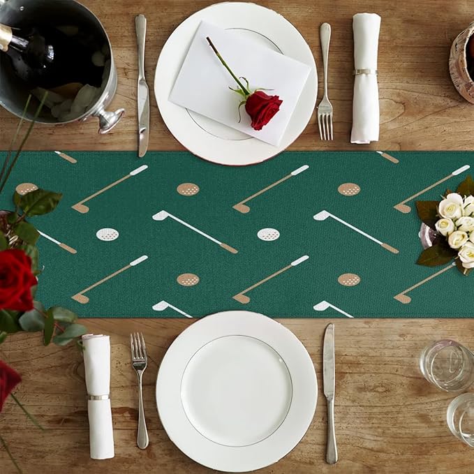 Golf Club Golf Ball Table Runner Kitchen Dining Table Runner 13*36in Table Center Decor for Indoor Outdoor Home Holiday Party