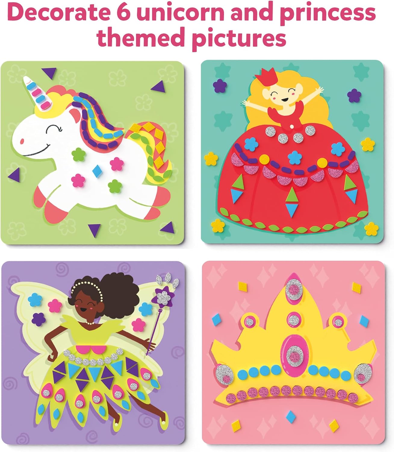 Skillmatics Foam Sticker Art Activity - Unicorns & Princesses, 800+ 3D Foam Stickers, Mess-Free Stocking Stuffers for Kids, DIY Felt Craft Kits, Christmas Gifts for Girls & Boys Ages 3, 4, 5, 6, 7